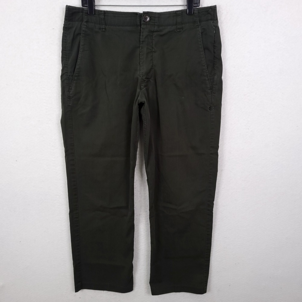 Under Armour Mens Chino Pants 36x28 Dark Green Straight Leg Cotton Blend